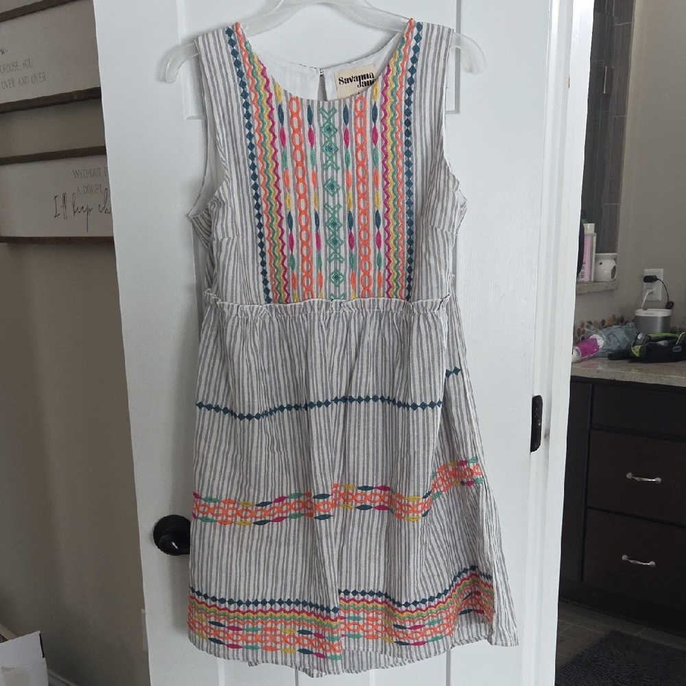 Savanna Jane Womens Colorful Embroidered Dress